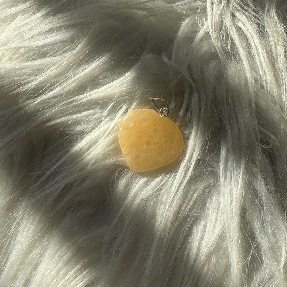Golden Heart Citrine Pendant – Silver Bail Necklace Charm